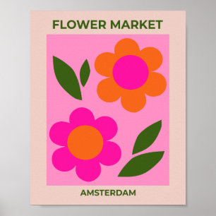 Blume Amsterdam Rosa und orange Blüten Poster