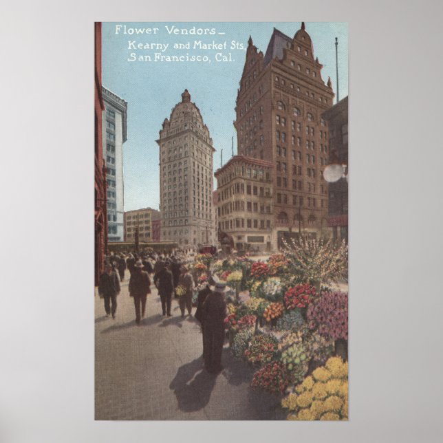 Blume-Anbieter, Kearny & Market Streets Poster (Vorne)