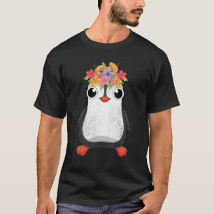 Blume Antarktis Zoo Tier Niedlicher Pinguin T-Shirt