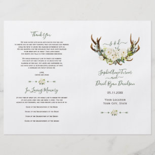 Blume Antlers Hochzeitsprogramm für Weißcreme
