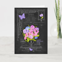 Blume April Chalk Personalisiert Card