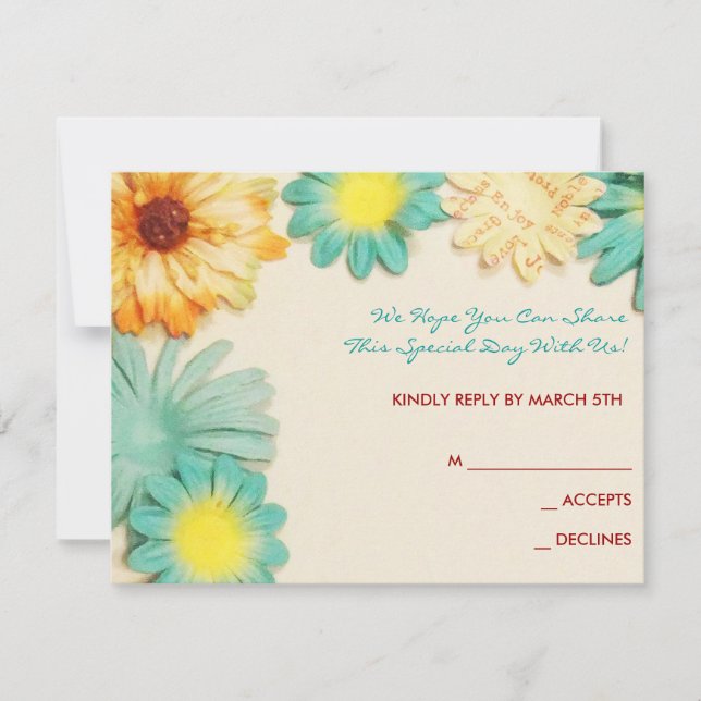 Blume Aqua Bat Mitzvah Einladung (Vorderseite)