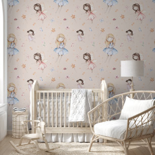 Blume Aquarell Fairy Peach Mairytale Kinderzimmer Tapete