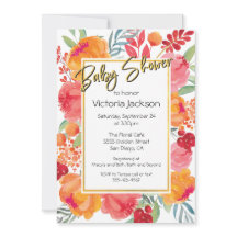 Blume Aquarell Kinderdusche Einladungen