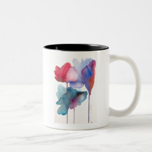 Blume Aquarell Moderne Blumenarchitektur Zweifarbige Tasse