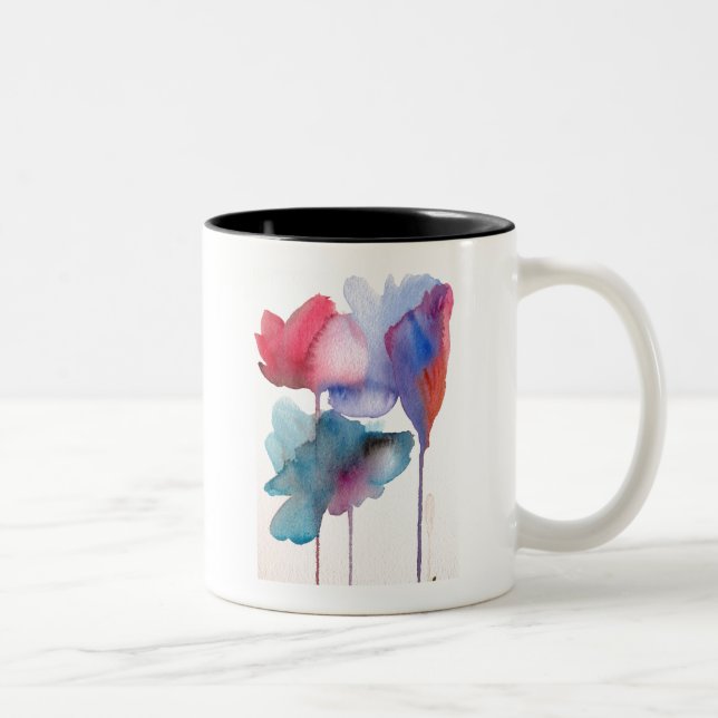 Blume Aquarell Moderne Blumenarchitektur Zweifarbige Tasse (Rechts)