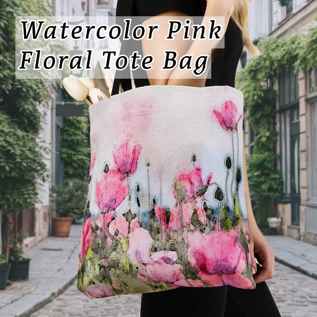 Blume Aquarell Rosa Moderne Kosmopolit (This Watercolor Pink Floral Tote bag makes a great Mother's Day or Valentines Day Gift)