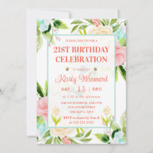 Blume Aquarell Rosa und Minze Geburtstag