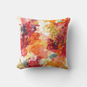 Blume Aquarell Rotes Orange Kissen