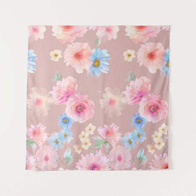 Blume Aquarellbild. Wassercolo Big Set Wandteppich (Vorderseite)