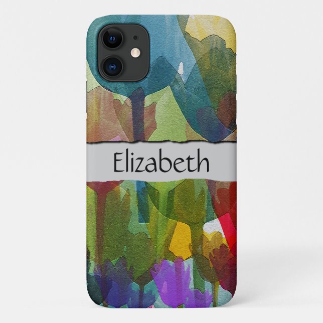 Blume, Aquarellfarben, Ihr Name Case-Mate iPhone Hülle (Rückseite)