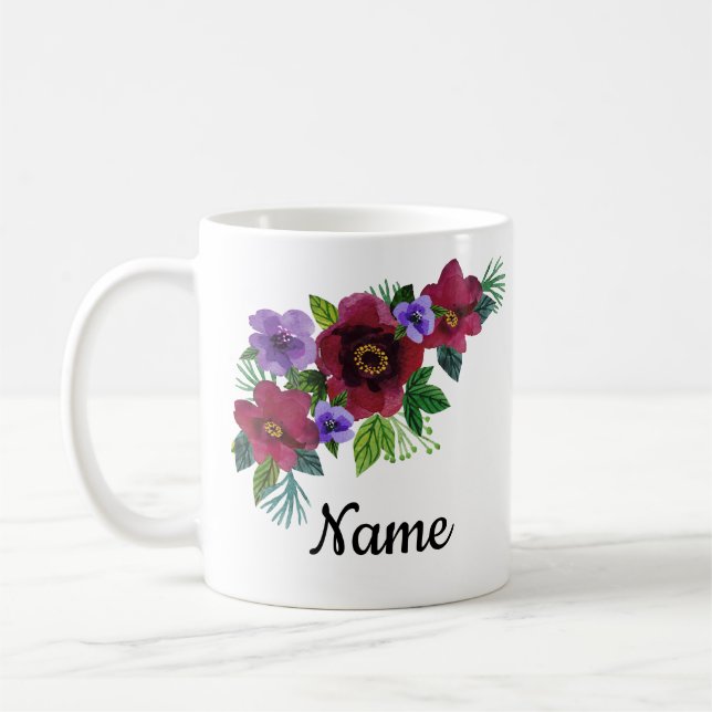 Blume Aquarellfarben leuchtend romantischer Blumen Kaffeetasse (Links)