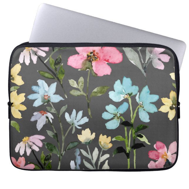 Blume Aquarellfarben Vintag Laptopschutzhülle (Vorderseite)