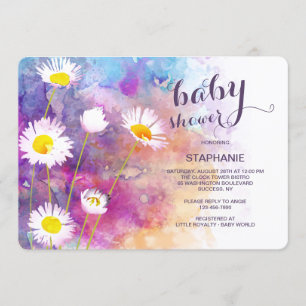 Blume Aquarellgarten Kinderdusche Einladung