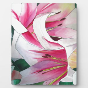 Blume Aquarellkunst in Weiß und Rosa Fotoplatte