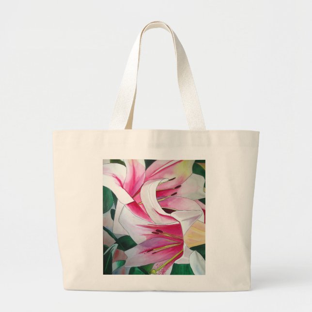 Blume Aquarellkunst Jumbo Stoffbeutel (Vorne)