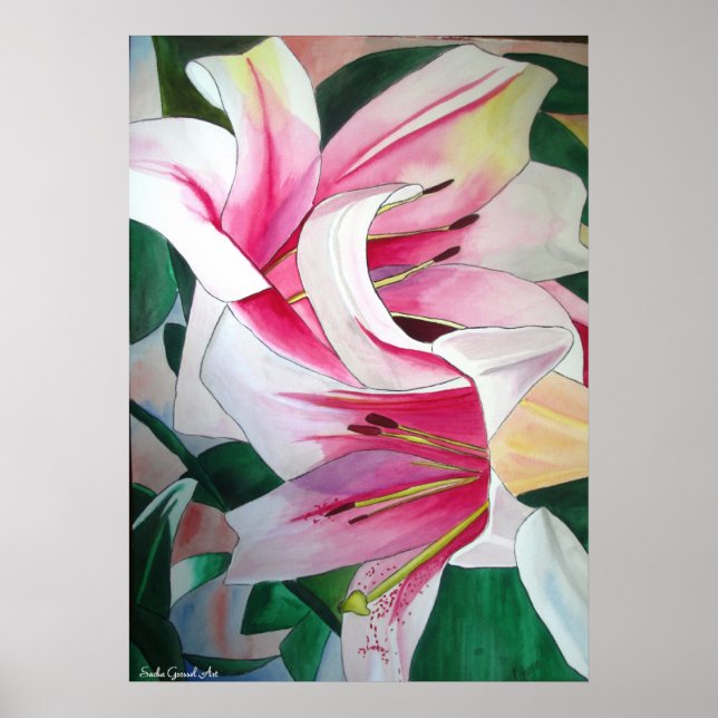 Blume Aquarellkunst Poster (Vorne)