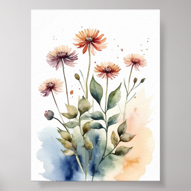 Blume Aquarellmalerei Poster (Vorne)