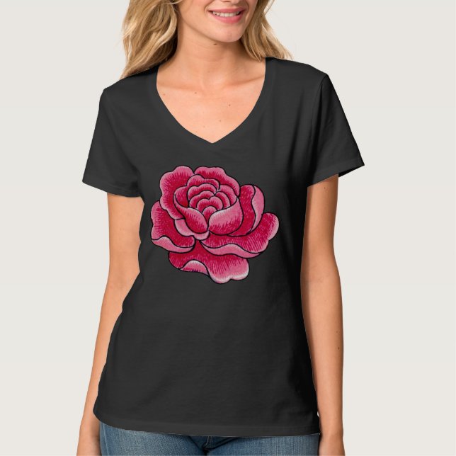 Blume Aquarellrosa T-Shirt (Vorderseite)