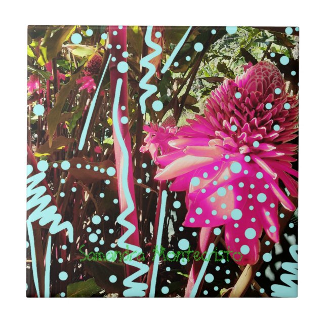 Blume Aquarium Keramik Tile Fliese (Vorderseite)