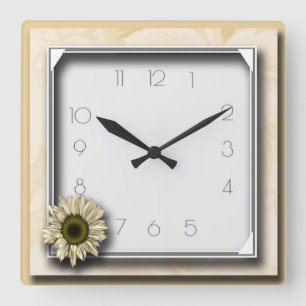 Blume Art Deko Quadratische Wanduhr