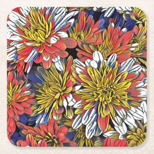Blume Art Rechteckiger Pappuntersetzer