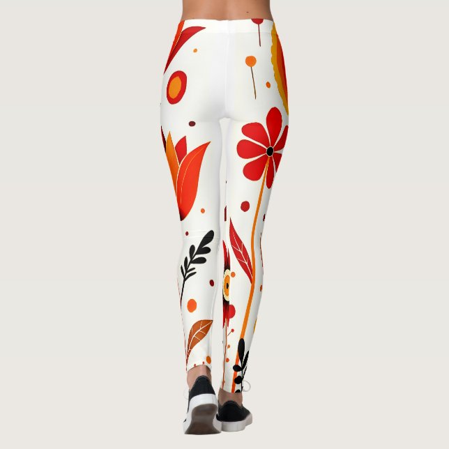 Blume Art White Background Leggings (Rückseite)