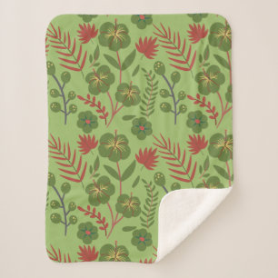 Blume, Ast, Blatt, nahtlos, grün, blumenreich Sherpadecke