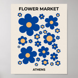 Blume Athen Blumenblauer Blumenmarkt Poster