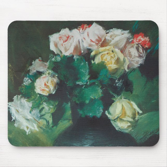 Blume (auch Rose genannt) von William Merritt Chas Mousepad (Vorne)