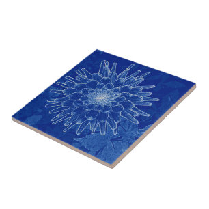 Blume auf blau fliese