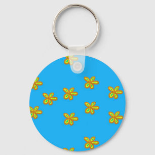 Blume auf blau gestrichen schlüsselanhänger