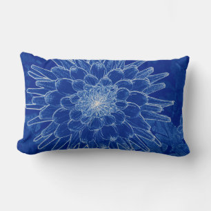 Blume auf blau lendenkissen
