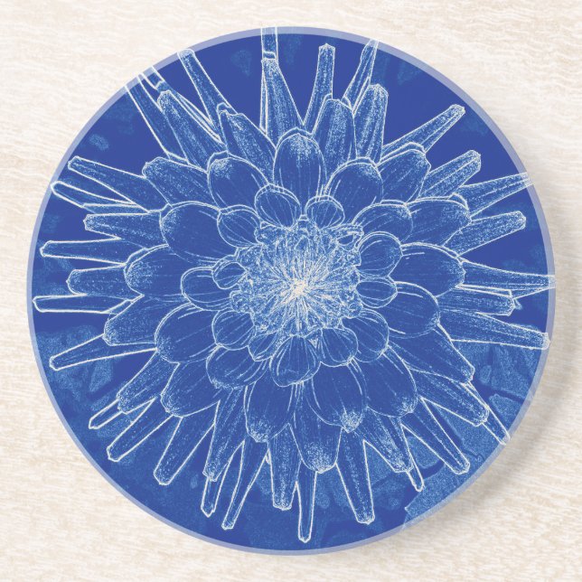 Blume auf blau sandstein untersetzer (Vorne)