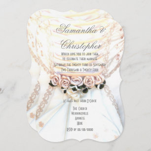 Blume auf Brautkleider Hochzeit Einladung