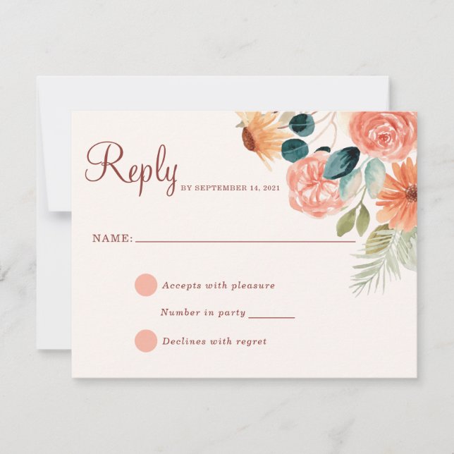 Blume auf dem Herbstfeld von Rust Fall RSVP Karte (Vorderseite)