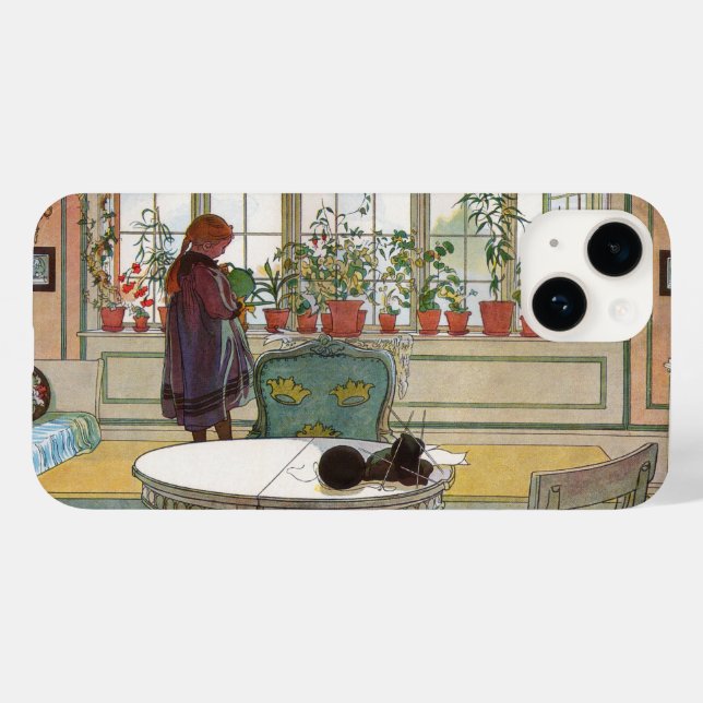 Blume auf dem Windows von einer Zuhause Carl Larss Case-Mate iPhone Hülle (Rückseite (Horizontal))