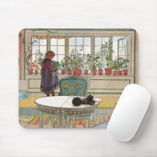 Blume auf dem Windows von einer Zuhause Carl Larss Mousepad (Mit Mouse)