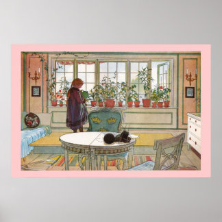 Blume auf der Fensterbank Larsson Canvas Print Poster