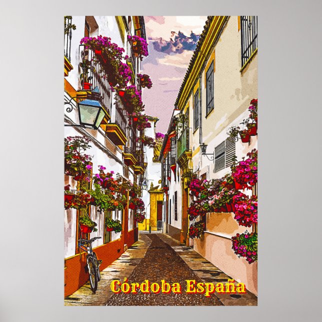 Blume auf der Straße. Córdoba, Andalusien, Spanien Poster (Vorne)