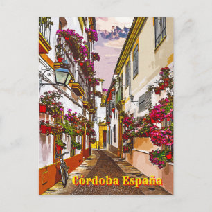 Blume auf der Straße. Córdoba, Andalusien, Spanien Postkarte