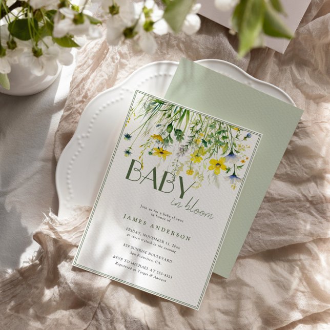 Blume auf der Wiese Baby in Blütendusche Einladung (Von Creator hochgeladen)