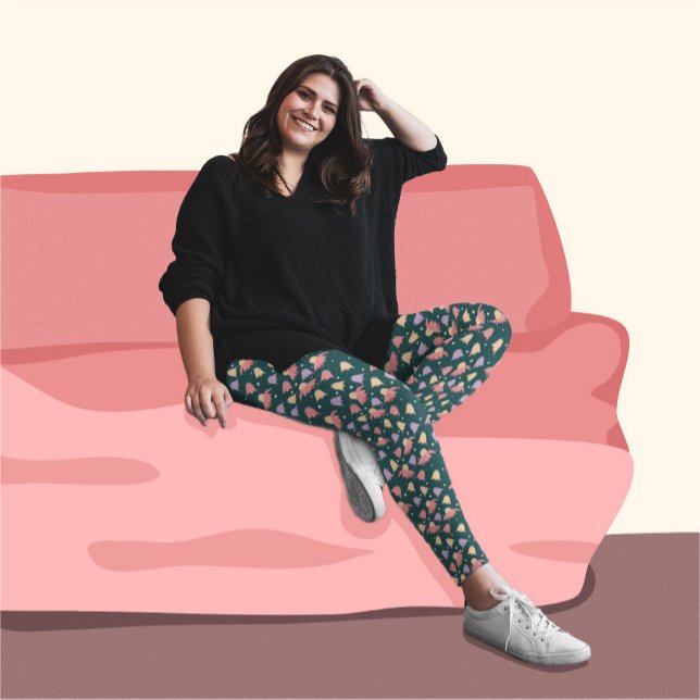 Blume auf dunkelgrünem Hintergrund Muster Leggings (Von Creator hochgeladen)