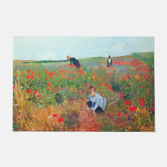 Blume auf einem Feld auswählen, Mary Cassatt Fußmatte (Vorderseite)