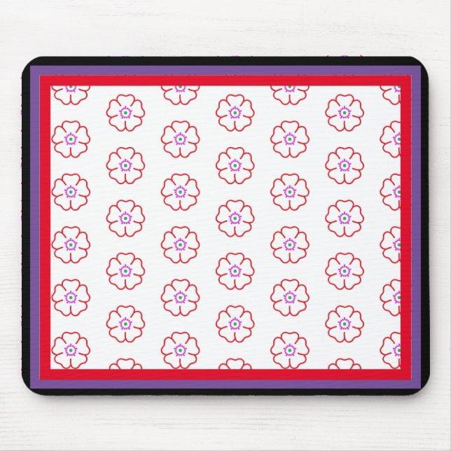 Blume auf einem Personalisierten, weißen Hintergru Mousepad (Vorne)