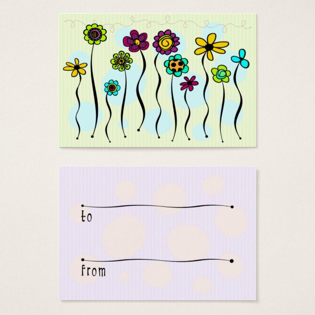 Blume auf einem Stick-Geschenketikett (Vorne & Hinten)