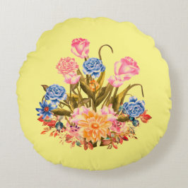 Blume auf gelbem Hintergrund Rundes Kissen