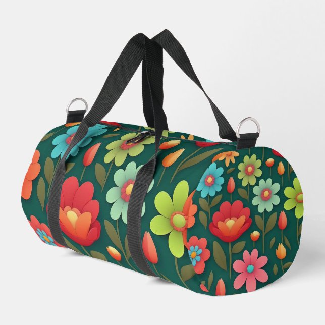 Blume auf grünem Hintergrund Duffle Bag (Linke Seite)