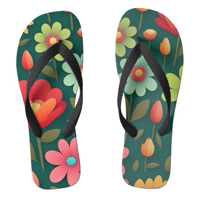 Blume auf grünem Hintergrund Flip Flops (Fußbett)