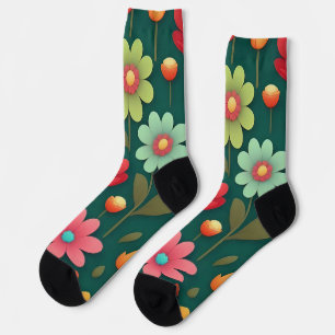 Blume auf grünem Hintergrund Socken